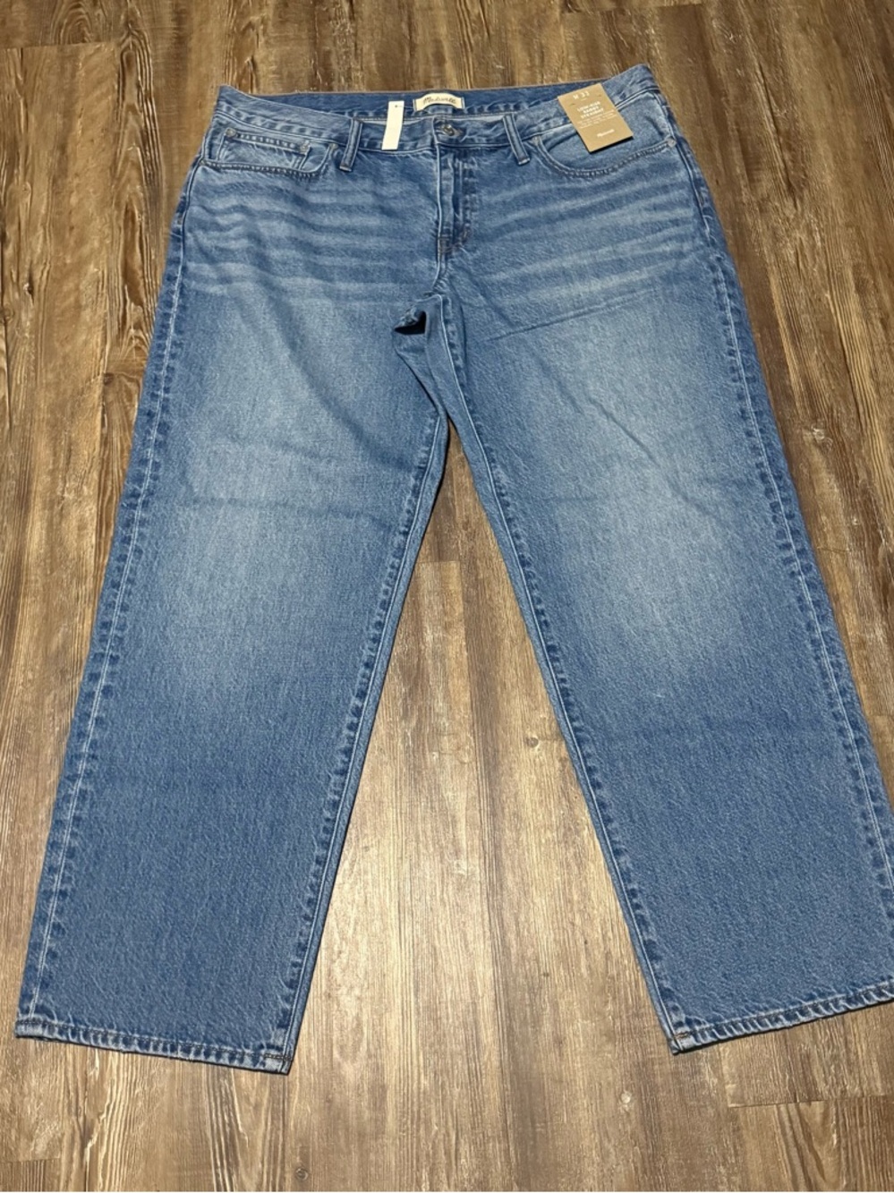 Madewell Low Rise Baggy Straight Jeans Women's 33 Casual in Rigid Wash Denim NWT